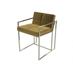 Gillmore Luxe - Upholstered Mustard Yellow Velvet Dining Chair With Polished Chrome Frame Frame Colour: Polished Chrome, Seat Colour: Mustard Yellow