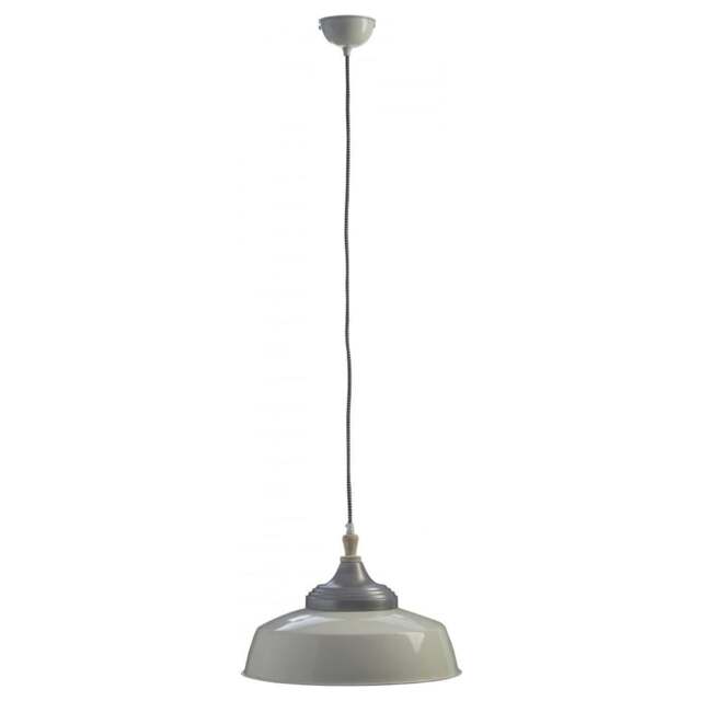 "Fusion Living Large Iron and Wood White Pendant "