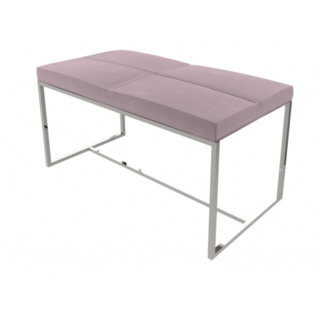 Gillmore Luxe - Upholstered Blush Pink Velvet Large Stool With Polished Chrome Frame Frame Colour: Polished Chrome, Seat Colour: Blush Pink