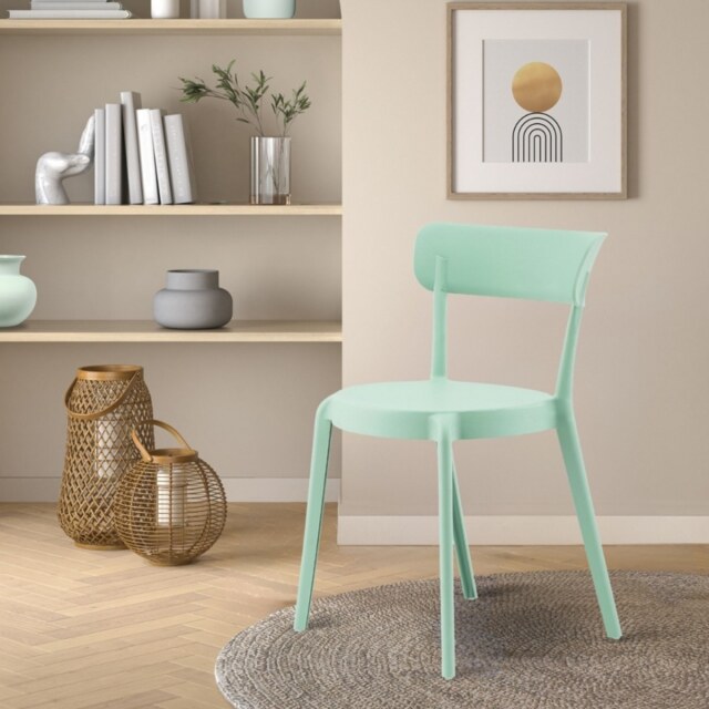 "Fusion Living Sage Green Plastic Bistro Dining Chair "