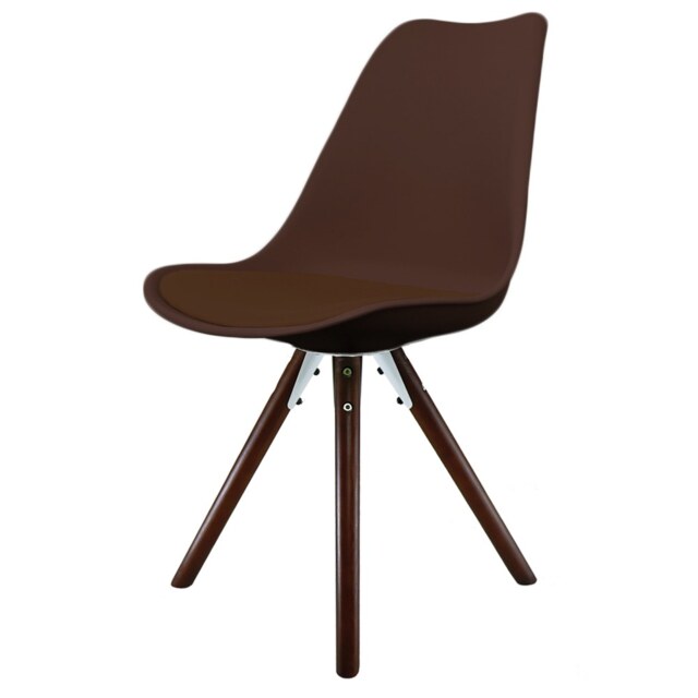 "Fusion Living Soho Chocolate Brown Plastic Dining Chair with Pyramid Dark Wood Legs "