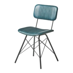 "Fusion Living Duke Vintage Teal Leather Dining Chair "