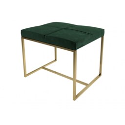 Gillmore Luxe - Upholstered Dark Green Velvet Small Stool With Brushed Brass Frame Frame Colour: Brushed Brass, Seat Colour: Dark Green