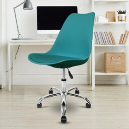 "Fusion Living Soho Teal Plastic Desk Chair with Swivel Base "