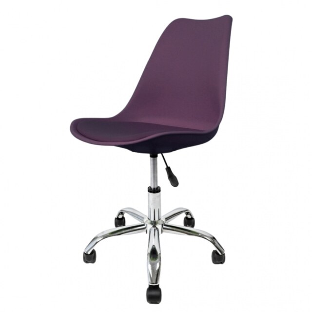 "Fusion Living Soho Aubergine Plastic Desk Chair with Swivel Base "