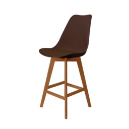 "Fusion Living Soho Chocolate Plastic Bar Stool with Medium Wood Legs "
