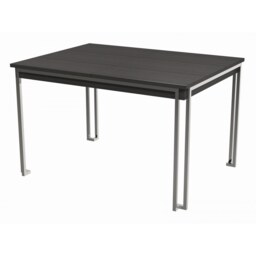 Gillmore Luxe - Extending Dining Table In Black Stained Oak With Polished Chrome Frame Frame Colour: Polished Chrome, Unit Colour: Black Stained Oak