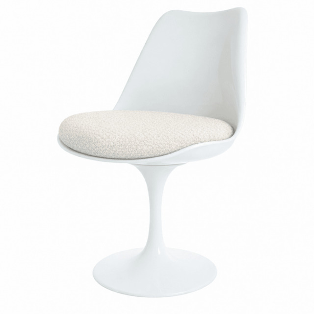 "Fusion Living White and Cream Boucle Chelsea Side Chair "