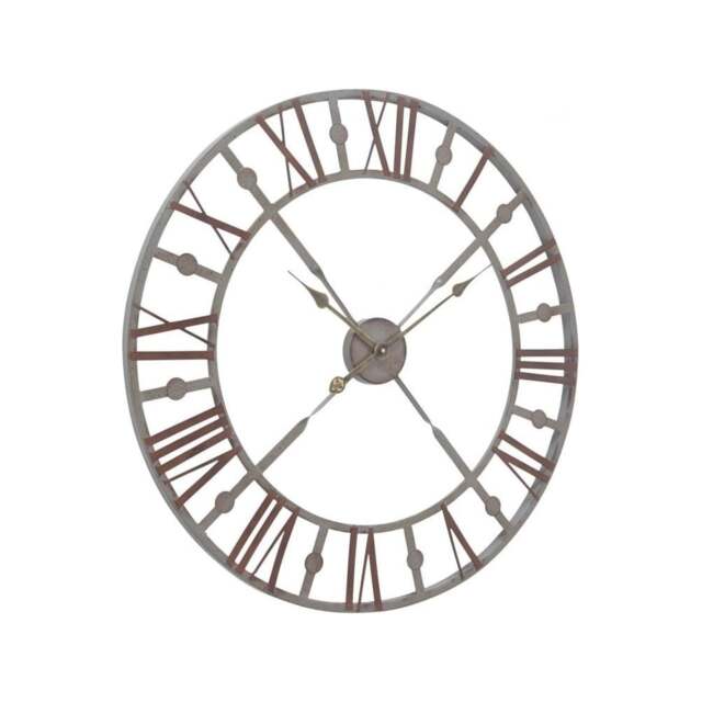 "Libra Furniture Skeleton Style Wall Clock in Antique Grey "