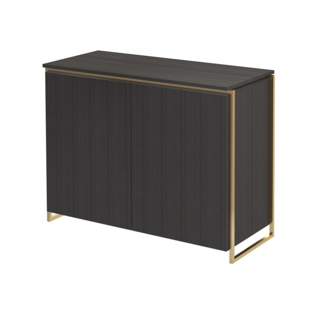 Gillmore Luxe - Two Door Sideboard In Black Stained Oak With Brushed Brass Frame Frame Colour: Brushed Brass, Unit Colour: Black Stained Oak