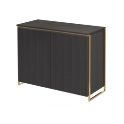 Gillmore Luxe - Two Door Sideboard In Black Stained Oak With Brushed Brass Frame Frame Colour: Brushed Brass, Unit Colour: Black Stained Oak