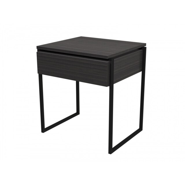 Gillmore Luxe - Side Table With Drawer In Black Stained Oak With Matt Black Frame Frame Colour: Matt Black, Unit Colour: Black Stained Oak