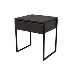Gillmore Luxe - Side Table With Drawer In Black Stained Oak With Matt Black Frame Frame Colour: Matt Black, Unit Colour: Black Stained Oak