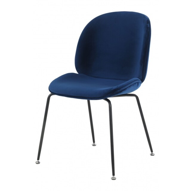 "Fusion Living OUTLET Luxurious Navy Velvet Dining Chair with Black Metal Legs "