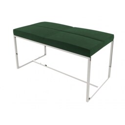 Gillmore Luxe - Upholstered Dark Green Velvet Large Stool With Polished Chrome Frame Frame Colour: Polished Chrome, Seat Colour: Dark Green