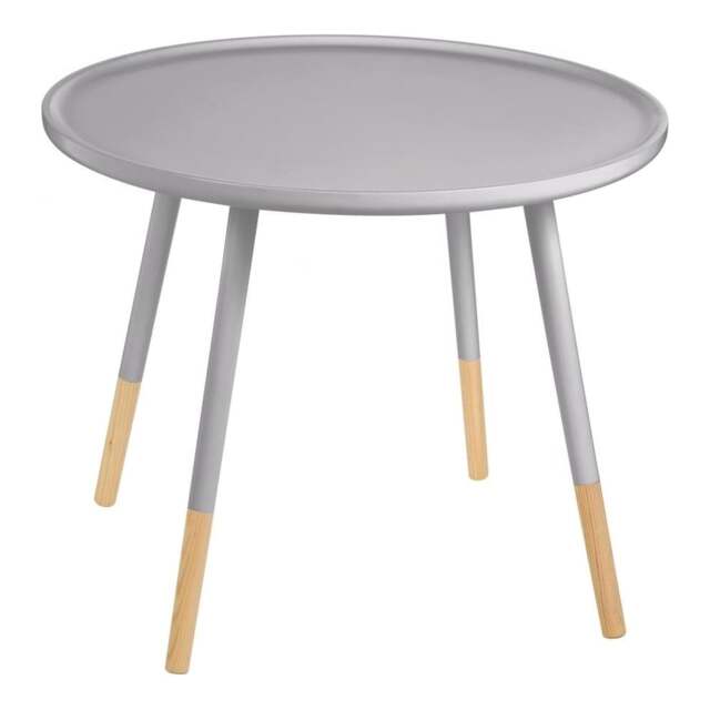 "Fusion Living Grey Circular Large Side Table with Beech Tipped Legs "