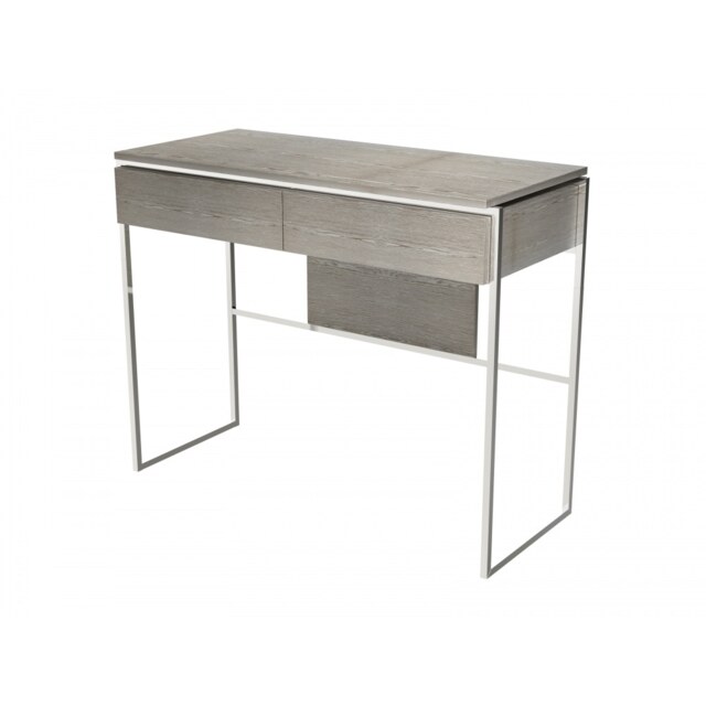 Gillmore Luxe - Dressing Table With Drawer In Weathered Oak With Polished Chrome Frame Frame Colour: Polished Chrome, Unit Colour: Weathered Oak
