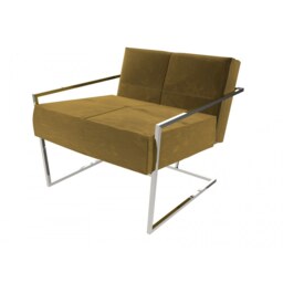 Gillmore Luxe - Upholstered Mustard Yellow Velvet Armchair With Polished Chrome Frame Frame Colour: Polished Chrome, Seat Colour: Mustard Yellow
