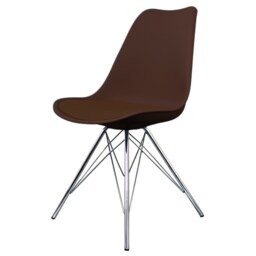 "Fusion Living Soho Chocolate Brown Plastic Dining Chair with Chrome Metal Legs "