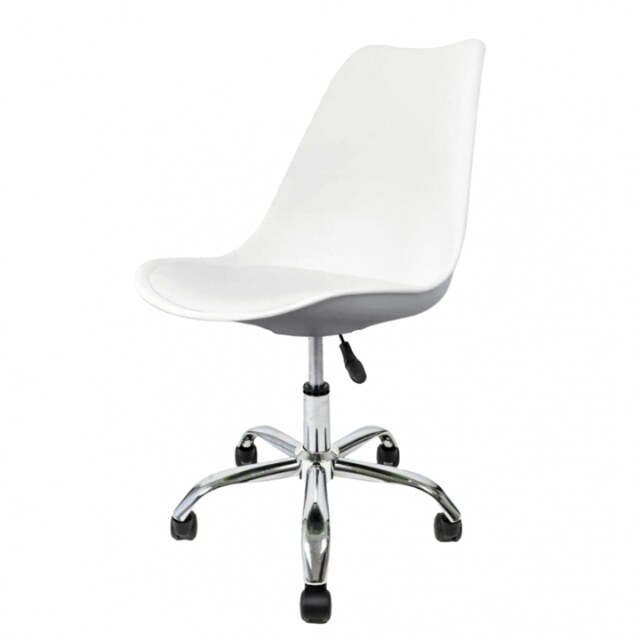 "Fusion Living Soho White Plastic Desk Chair with Swivel Base "
