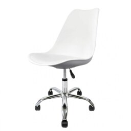 "Fusion Living Soho White Plastic Desk Chair with Swivel Base "