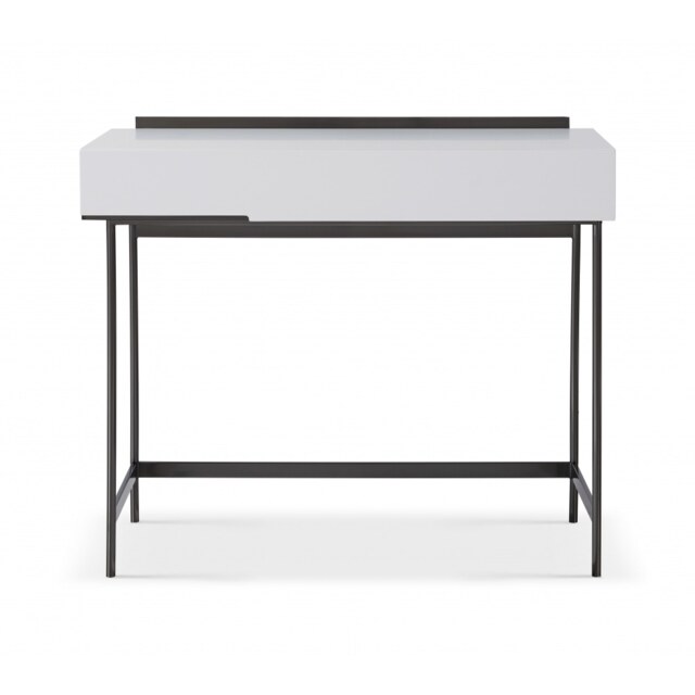 Gillmore Sleek - Contemporary Dressing Table In White With Black Chrome Frame And Accents Frame/Handle Colour: Black Chrome, Unit Colour: White