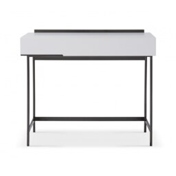 Gillmore Sleek - Contemporary Dressing Table In White With Black Chrome Frame And Accents Frame/Handle Colour: Black Chrome, Unit Colour: White