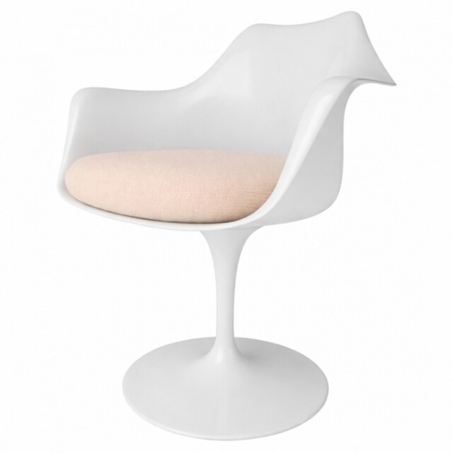 "Fusion Living White and Soft Pink Chenille Chelsea Armchair "
