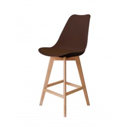 "Fusion Living Soho Chocolate Brown Plastic Bar Stool with Light Wood Legs "