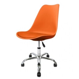 "Fusion Living Soho Orange Plastic Desk Chair with Swivel Base "
