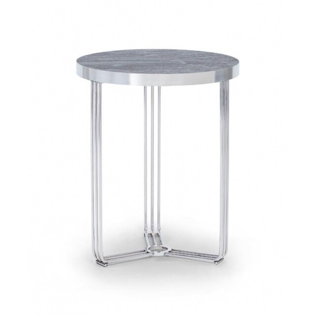 Gillmore Deco - Small Circular Side Table With Dark Wood Top and Polished Chrome Frame Table Top Finish: Dark Wood, Frame Colour: Polished Chrome