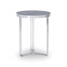 Gillmore Deco - Small Circular Side Table With Dark Wood Top and Polished Chrome Frame Table Top Finish: Dark Wood, Frame Colour: Polished Chrome