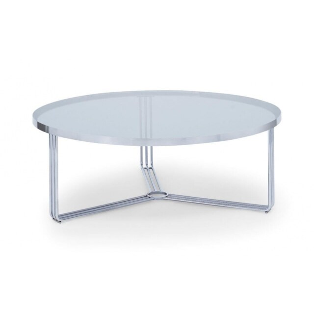 Gillmore Deco - Large Circular Coffee Table With Smoked Glass and Polished Chrome Frame Table Top Finish: Smoked Glass, Frame Colour: Polished Chrome