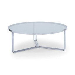 Gillmore Deco - Large Circular Coffee Table With Smoked Glass and Polished Chrome Frame Table Top Finish: Smoked Glass, Frame Colour: Polished Chrome