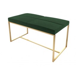 Gillmore Luxe - Upholstered Dark Green Velvet Large Stool With Brushed Brass Frame Frame Colour: Brushed Brass, Seat Colour: Dark Green