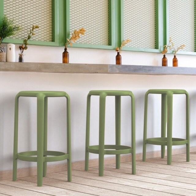 "Fusion Living Tom Olive Green Bar Stool 65cm "