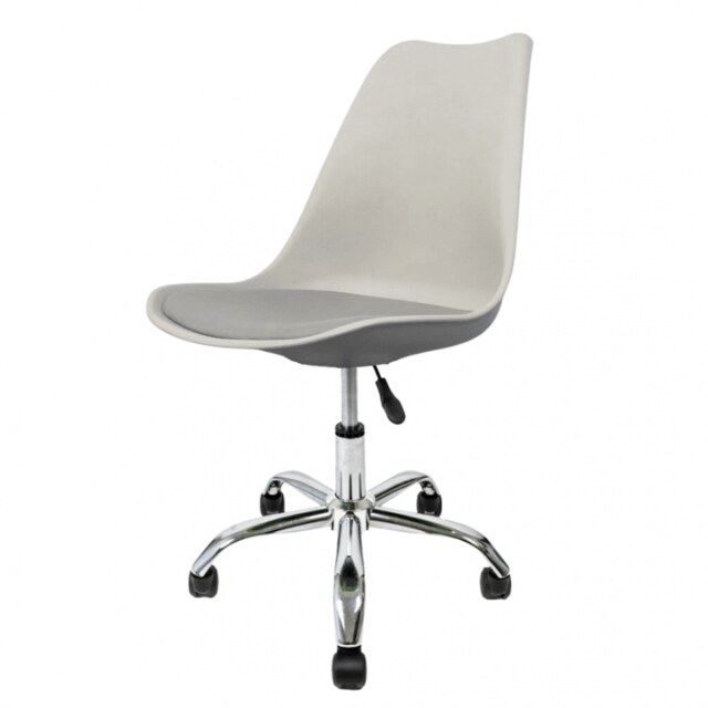 "Fusion Living Soho Light Grey Plastic Desk Chair with Swivel Base "
