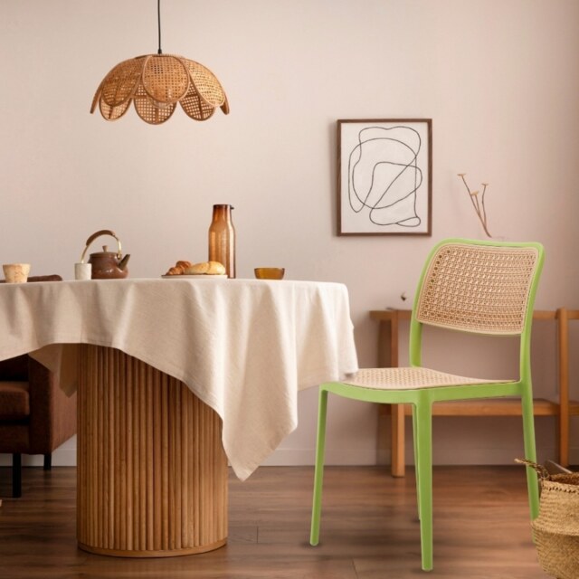 "Fusion Living Green Plastic Cafe Dining Chair "