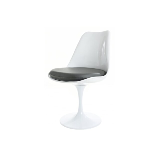 Fusion Living Chelsea Set - Marble Medium Circular Table with Four Chairs - Grey PU Chair Colour: Grey PU