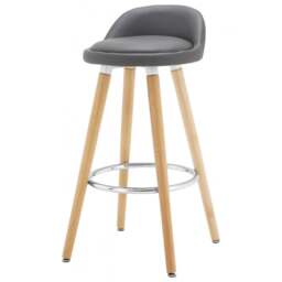 "Fusion Living Contemporary Grey Faux Leather Bar Stool with Beech Legs "