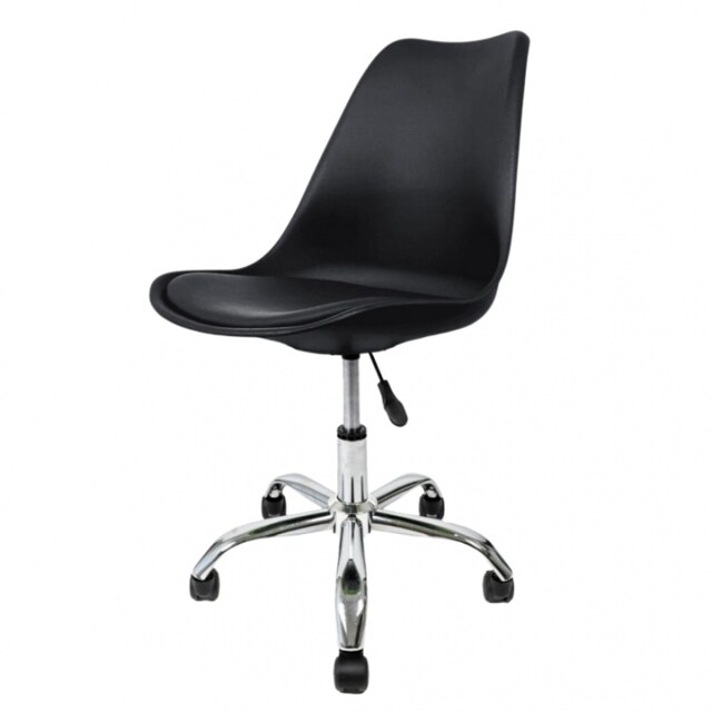 "Fusion Living Soho Black Plastic Desk Chair with Swivel Base "