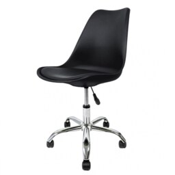 "Fusion Living Soho Black Plastic Desk Chair with Swivel Base "