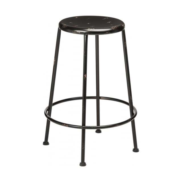 "Fusion Living Black Metal Distressed Artisan Bar Stool "