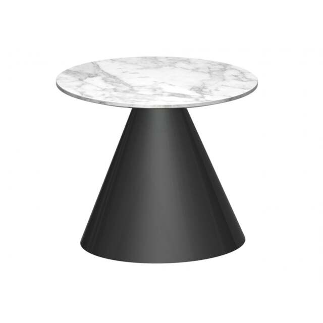 "Gillmore Round Marble Side Table with Conical Black Base "