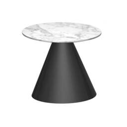 "Gillmore Round Marble Side Table with Conical Black Base "