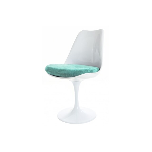Fusion Living Chelsea Set - White Medium Circular Table with Four Chairs - Luxurious Turquoise Chair Colour: Luxurious Turquoise