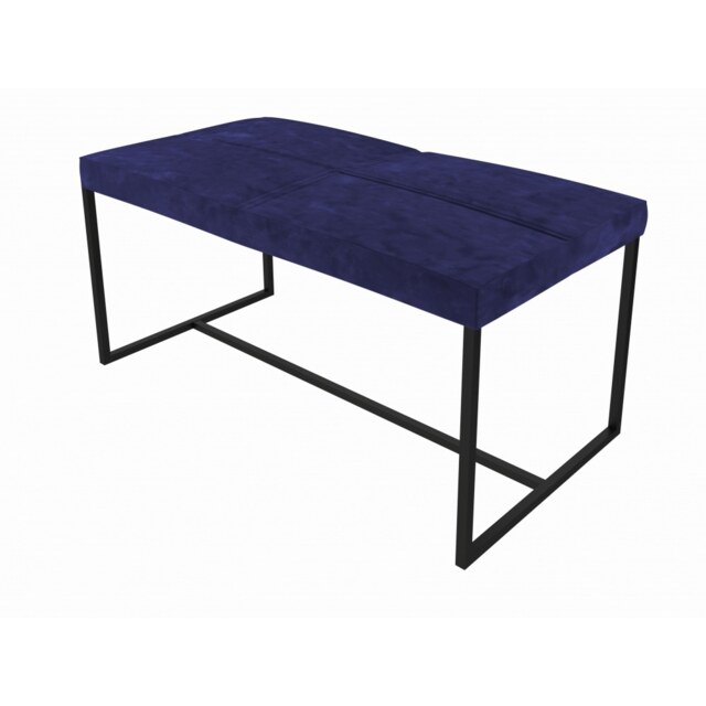 Gillmore Luxe - Upholstered Dark Blue Velvet Large Stool With Matt Black Frame Frame Colour: Matt Black, Seat Colour: Dark Blue