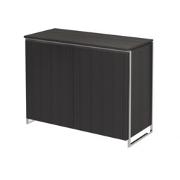 Gillmore Luxe - Two Door Sideboard In Black Stained Oak With Polished Chrome Frame Frame Colour: Polished Chrome, Unit Colour: Black Stained Oak