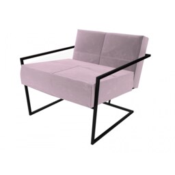 Gillmore Luxe - Upholstered Blush Pink Velvet Armchair With Matt Black Frame Frame Colour: Matt Black, Seat Colour: Blush Pink