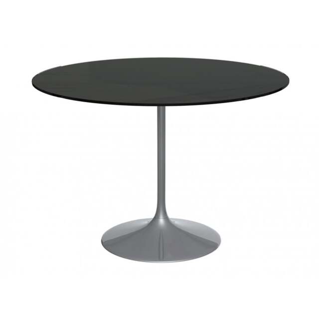 "Gillmore Pedestal Large Dining Table Black Glass and Black "